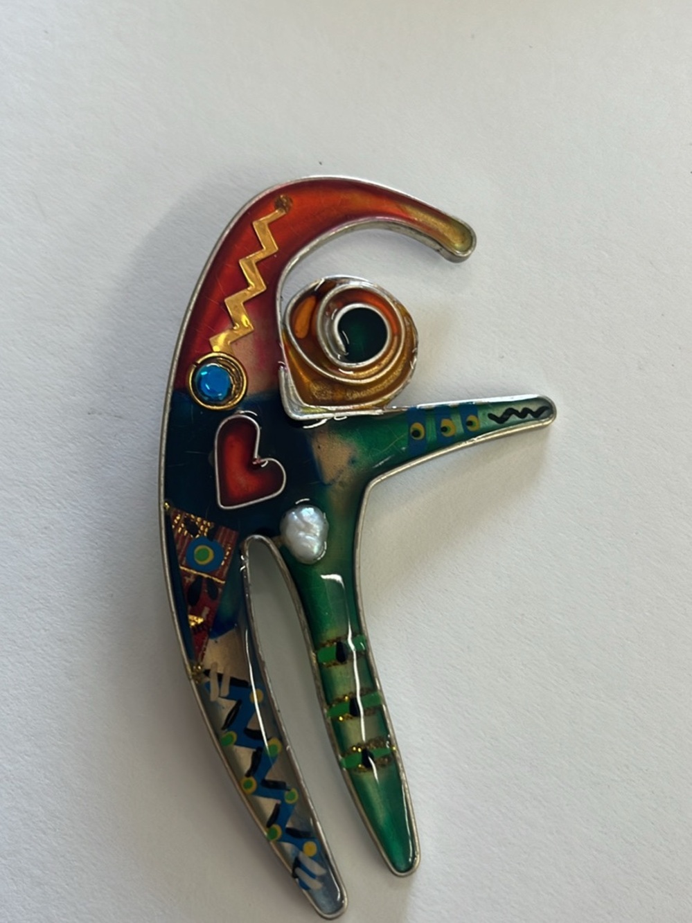 Handcrafted Colorful Abstract Bird Wall Art - Green & Red